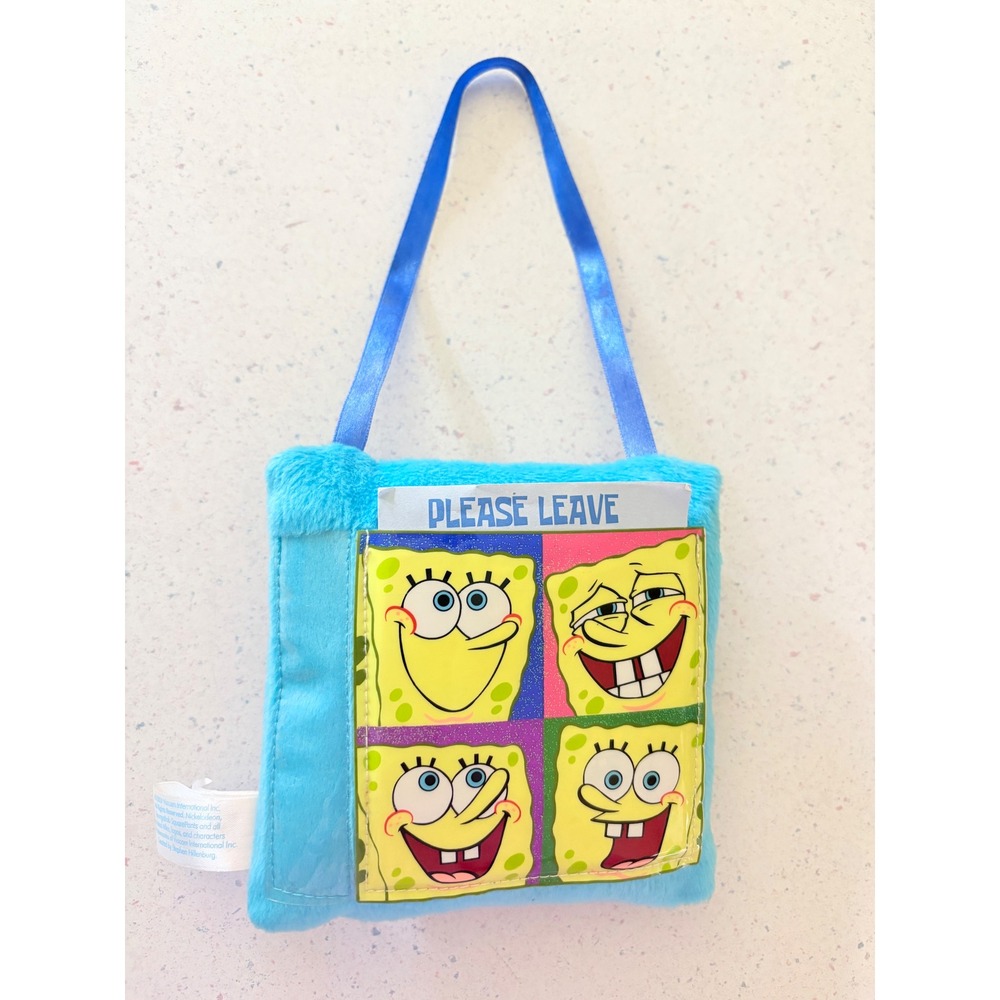 Vintage 2003 SpongeBob SquarePants Door Hanger Plush Message Pillow Blue Y2K FAB